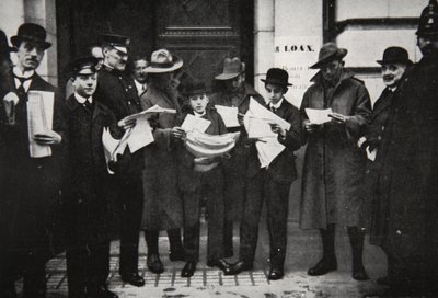 Krigslån: tidlige ansøgere med prospekter, illustration fra The Illustrated War News, januar 1917 af French Photographer